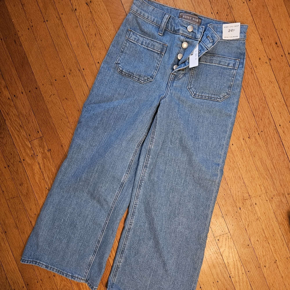 NWT JCrew denim wide leg crop 24 petite